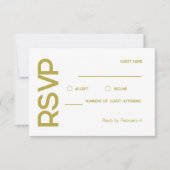 Elegante minimalistische moslim wit messing bruilo RSVP kaartje (Voorkant)