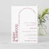 Elegante minimalistische moslim wit rose goud brui kaart (Staand voorkant)