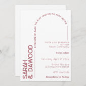 Elegante minimalistische moslim wit rose goud brui kaart (Voorkant / Achterkant)