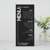 Elegante minimalistische moslim zwart wit bruiloft menu (Staand voorkant)