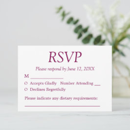 Elegante minimalistische Mulberry Wedding RSVP Kaa Kaartje