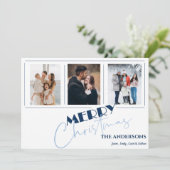 Elegante minimalistische multi foto Vrolijk Kerstf Feestdagenkaart (Staand voorkant)