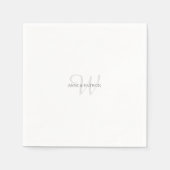 Elegante minimalistische namen bruiloft monogram servet (Voorkant)