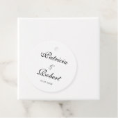 Elegante Minimalistische Namen Datum Zwarte Script Bedankjes Labels (In situ)