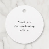 Elegante Minimalistische Namen Datum Zwarte Script Bedankjes Labels (Achterkant)