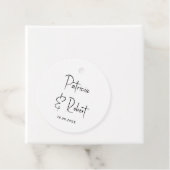 Elegante Minimalistische Namen Datum Zwarte Script Bedankjes Labels (In situ)