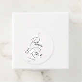 Elegante Minimalistische Namen Datum Zwarte Script Bedankjes Labels (In situ)