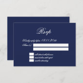 Elegante minimalistische Navy Blue Wedding RSVP Ka (Voorkant / Achterkant)