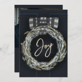 Elegante minimalistische Navy deur krans vreugde Feestdagenkaart (Voorkant / Achterkant)