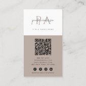 Elegante minimalistische neutrale QR-code Boho Mod Visitekaartje (Achterkant)
