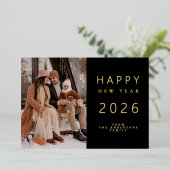 Elegante minimalistische nieuwjaar juicht familie  folie feestdagenkaart (Staand Voorkant)