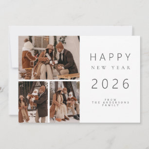 Elegante minimalistische nieuwjaarsjuichen familie feestdagenkaart