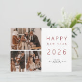 Elegante minimalistische nieuwjaarsjuichen familie feestdagenkaart (Staand voorkant)