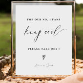 Elegante minimalistische nummer een fans bruiloft  reclamebord met voetstuk