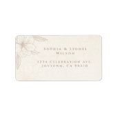 Elegante minimalistische off witte bloemenbruiloft etiket (Voorkant)