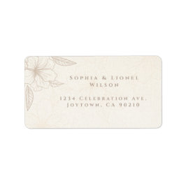 Elegante minimalistische off witte bloemenbruiloft etiket