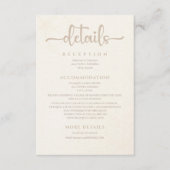 Elegante minimalistische off witte bloemenbruiloft informatiekaartje (Voorkant)