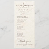 Elegante minimalistische off witte bloemenbruiloft programmakaart (Voorkant)