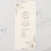 Elegante minimalistische off witte bloemenbruiloft programmakaart (Achterkant)