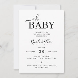 Elegante Minimalistische Oh Baby Shower Kaart