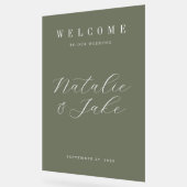 Elegante minimalistische olijfgroene bruiloft welk acryl bord (Hoek)