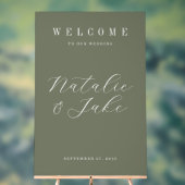 Elegante minimalistische olijfgroene bruiloft welk acryl bord (Neutraal)