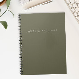 Elegante Minimalistische Olijfgroene Monogram Notitieboek