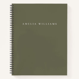 Elegante Minimalistische Olijfgroene Monogram Notitieboek