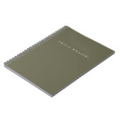 Elegante Minimalistische Olijfgroene Monogram Notitieboek (Linkerzijde)