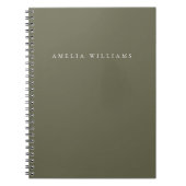 Elegante Minimalistische Olijfgroene Monogram Notitieboek (Voorkant)