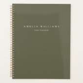 Elegante Minimalistische Olijfgroene Monogram Planner (Voorkant)