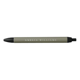Elegante Minimalistische Olijfgroene Monogram Zwarte Inkt Pen