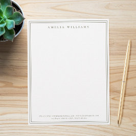 Elegante Minimalistische Olijfgroene Twee Rand Briefhoofd