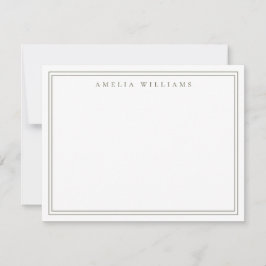 Elegante Minimalistische Olijfgroene Twee Rand Notitiekaartje