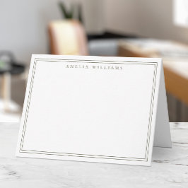 Elegante Minimalistische Olijfgroene Twee Rand Notitiekaartje