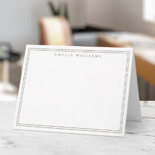 Elegante Minimalistische Olijfgroene Twee Rand Notitiekaartje