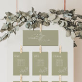 Elegante minimalistische Olive Zitplaatsenkaart He Menu