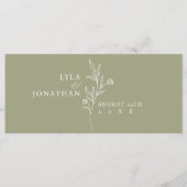 Elegante minimalistische Olive Zitplaatsenkaart He Menu (Voorkant)