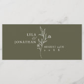 Elegante minimalistische Olive Zitplaatsenkaart He Menu (Voorkant)