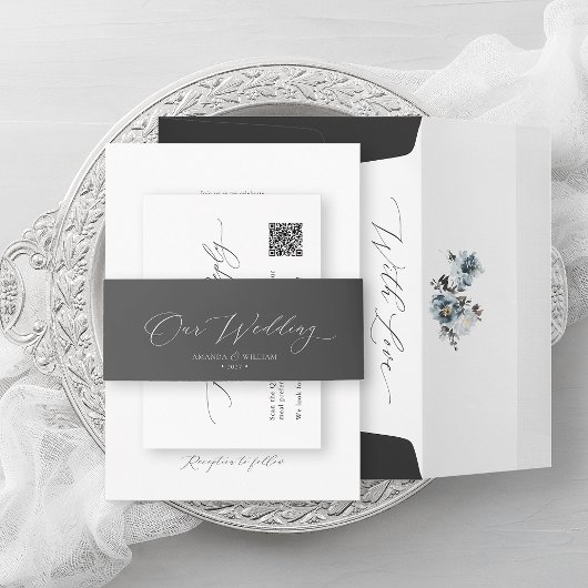 Elegante minimalistische "onze bruiloft" uitnodigingen wikkel
