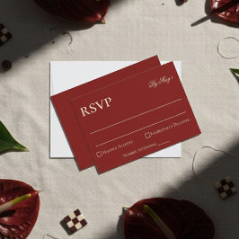 Elegante Minimalistische Oude Geld Bold Rode Trouw RSVP Kaartje