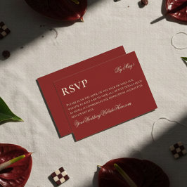 Elegante minimalistische oude geld vet rode bruilo RSVP kaartje