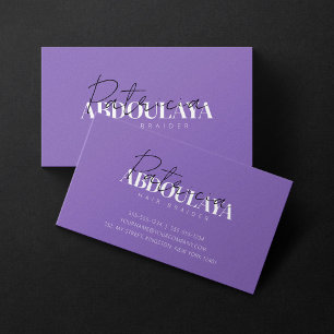 Elegante Minimalistische Paarse Trendy Haarvlechts Visitekaartje
