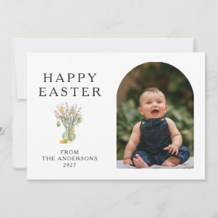 Elegante Minimalistische Paas Eier Tak Foto Feestdagenkaart
