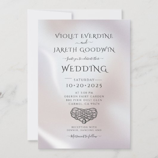 Elegante minimalistische parelmoer bruiloft uitnod kaart (Voorkant)