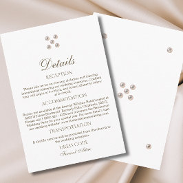 Elegante minimalistische Pearl Wedding Details Informatiekaartje