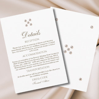 Elegante minimalistische Pearl Wedding Details Informatiekaartje