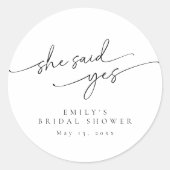 Elegante, Minimalistische Persoonlijke Bruidsdouch Ronde Sticker (Voorkant)