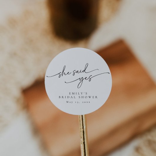 Elegante, Minimalistische Persoonlijke Bruidsdouch Ronde Sticker