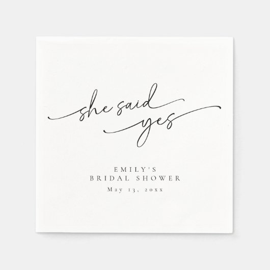 Elegante, Minimalistische Persoonlijke Bruidsdouch Servet (Voorkant)